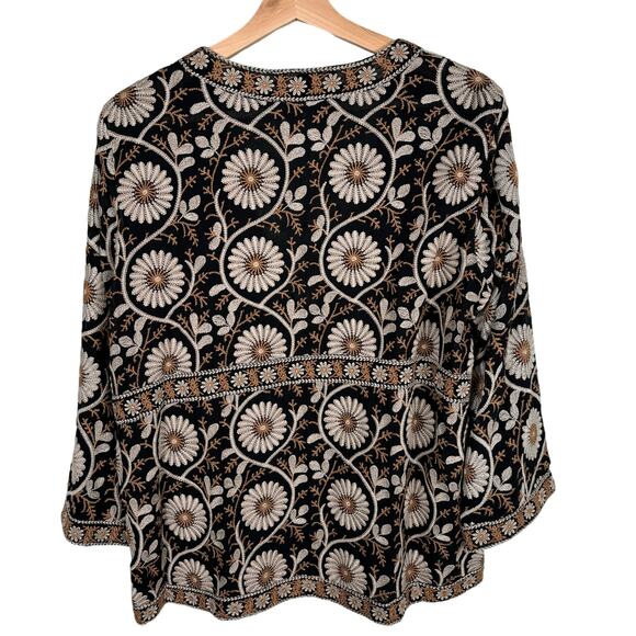 Sigrid Olsen Womens Size XS Indian Jacquard Floral Print V-Neck Cardigan Sweater - Picture 2 of 10